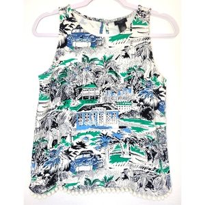 Ann Taylor Factory Sleevless Pom Pom Blouse Petite Small